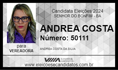 Candidato ANDREA COSTA 2024 - SENHOR DO BONFIM - Eleições