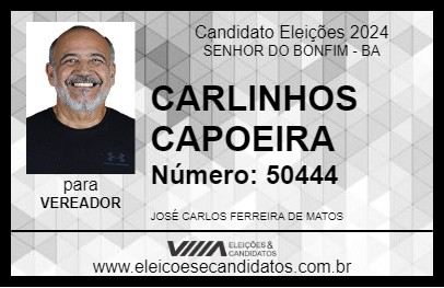 Candidato CARLINHOS CAPOEIRA 2024 - SENHOR DO BONFIM - Eleições