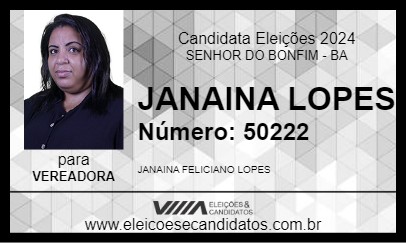 Candidato JANAINA LOPES 2024 - SENHOR DO BONFIM - Eleições