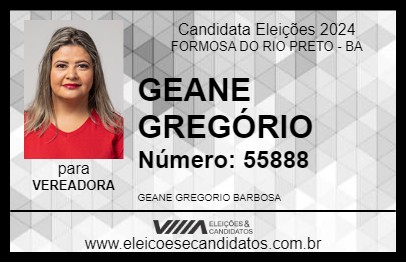 Candidato GEANE GREGÓRIO 2024 - FORMOSA DO RIO PRETO - Eleições