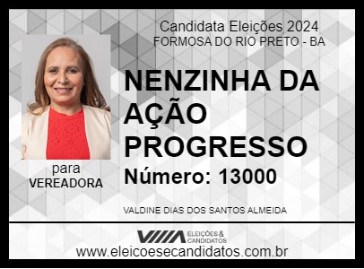 Candidato NENZINHA DA AÇÃO PROGRESSO 2024 - FORMOSA DO RIO PRETO - Eleições