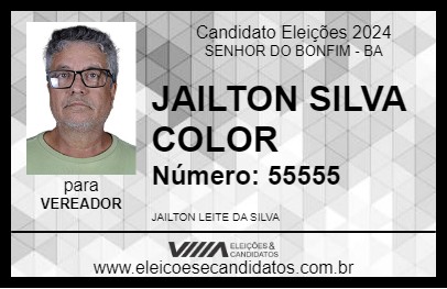 Candidato JAILTON SILVA COLOR 2024 - SENHOR DO BONFIM - Eleições