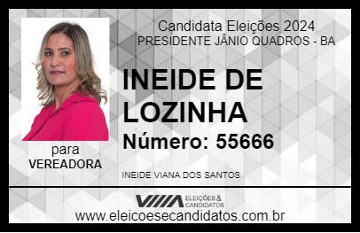 Candidato INEIDE DE LOZINHA 2024 - PRESIDENTE JÂNIO QUADROS - Eleições