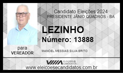 Candidato LEZINHO 2024 - PRESIDENTE JÂNIO QUADROS - Eleições