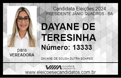 Candidato DAYANE DE TERESINHA  2024 - PRESIDENTE JÂNIO QUADROS - Eleições