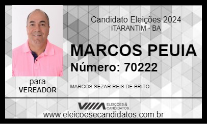 Candidato MARCOS PEUIA 2024 - ITARANTIM - Eleições