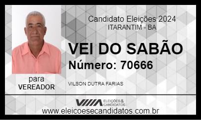 Candidato VEI DO SABÃO 2024 - ITARANTIM - Eleições