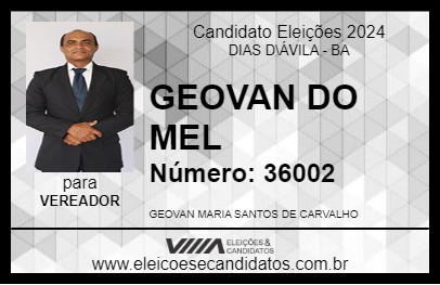 Candidato GEOVAN DO MEL 2024 - DIAS D\ÁVILA - Eleições