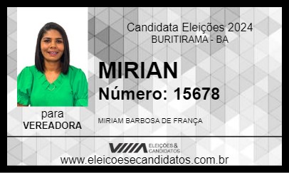 Candidato MIRIAN 2024 - BURITIRAMA - Eleições