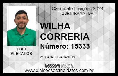 Candidato WILHA DO LANCHE 2024 - BURITIRAMA - Eleições