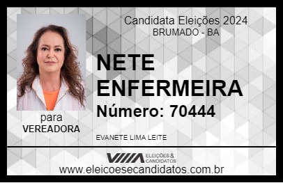 Candidato NETE ENFERMEIRA 2024 - BRUMADO - Eleições