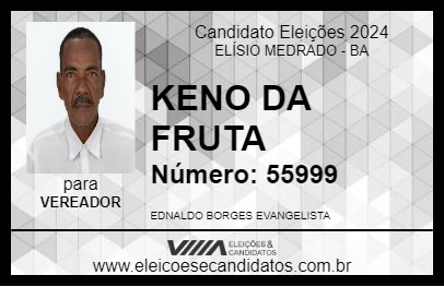 Candidato KENO DA FRUTA 2024 - ELÍSIO MEDRADO - Eleições