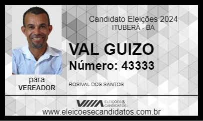 Candidato VAL GUIZO 2024 - ITUBERÁ - Eleições