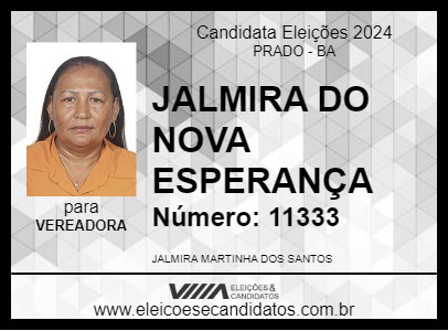 Candidato JALMIRA DO NOVA ESPERANÇA 2024 - PRADO - Eleições