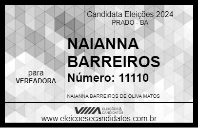 Candidato NAIANNA BARREIROS 2024 - PRADO - Eleições