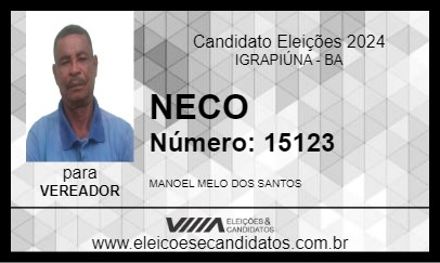 Candidato NECO 2024 - IGRAPIÚNA - Eleições