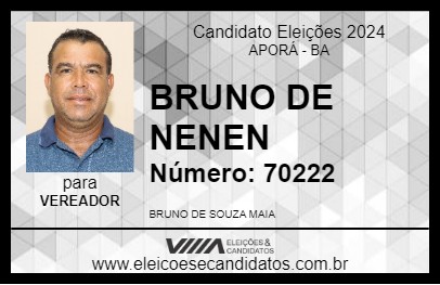 Candidato BRUNO DE NENEN 2024 - APORÁ - Eleições