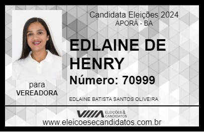 Candidato EDLAINE DE HENRY 2024 - APORÁ - Eleições