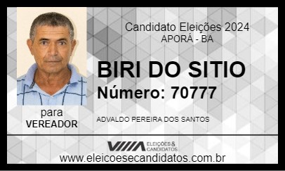 Candidato BIRI DO SITIO 2024 - APORÁ - Eleições