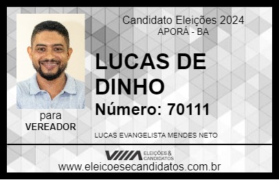 Candidato LUCAS DE DINHO 2024 - APORÁ - Eleições