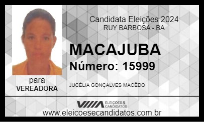 Candidato MACAJUBA 2024 - RUY BARBOSA - Eleições