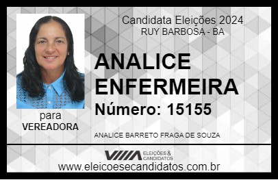 Candidato ANALICE ENFERMEIRA 2024 - RUY BARBOSA - Eleições