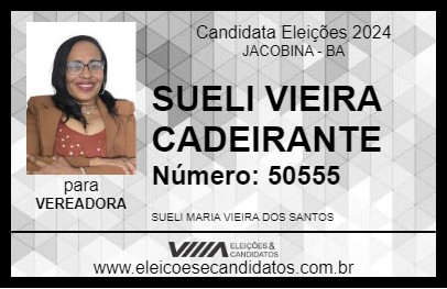 Candidato SUELI VIEIRA CADEIRANTE 2024 - JACOBINA - Eleições