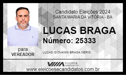 Candidato LUCAS BRAGA 2024 - SANTA MARIA DA VITÓRIA - Eleições