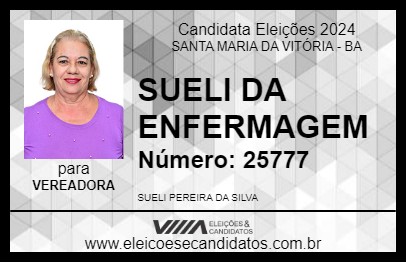 Candidato SUELI DA ENFERMAGEM 2024 - SANTA MARIA DA VITÓRIA - Eleições