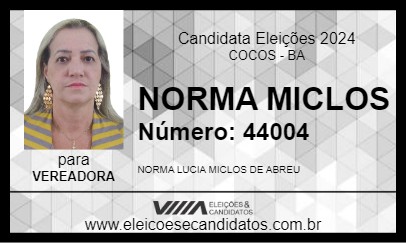 Candidato NORMA MICLOS 2024 - COCOS - Eleições