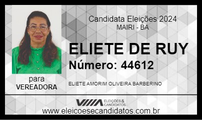 Candidato ELIETE DE RUY 2024 - MAIRI - Eleições