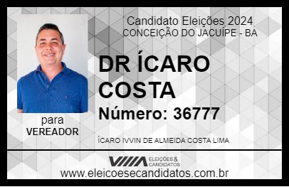 Candidato DR ÍCARO COSTA 2024 - CONCEIÇÃO DO JACUÍPE - Eleições