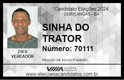 Candidato SINHA DO TRATOR 2024 - OURIÇANGAS - Eleições