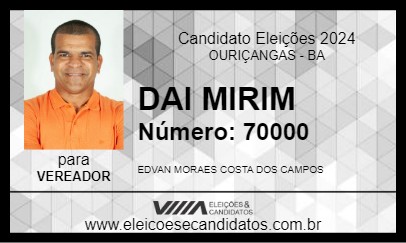 Candidato DAI MIRIM  2024 - OURIÇANGAS - Eleições