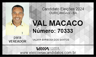 Candidato VAL  DO COQUEIRO 2024 - OURIÇANGAS - Eleições