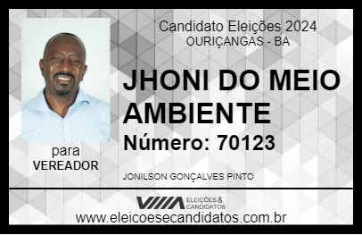 Candidato JHONI DO MEIO AMBIENTE 2024 - OURIÇANGAS - Eleições