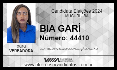 Candidato BIA GARÍ 2024 - MUCURI - Eleições