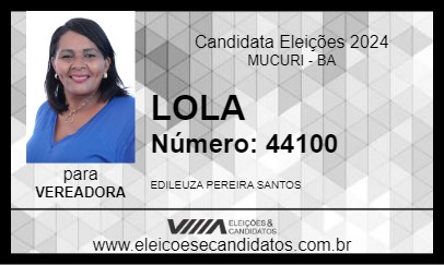 Candidato LOLA 2024 - MUCURI - Eleições