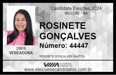 Candidato ROSINETE GONÇALVES 2024 - MUCURI - Eleições