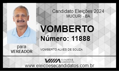 Candidato VOMBERTO 2024 - MUCURI - Eleições