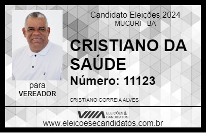 Candidato CRISTIANO DA SAÚDE 2024 - MUCURI - Eleições