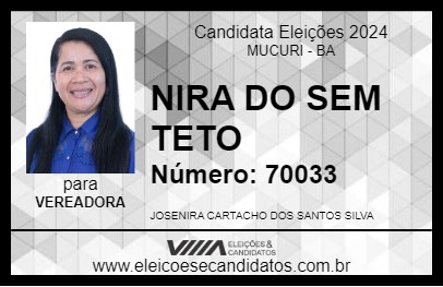 Candidato NIRA DO SEM TETO 2024 - MUCURI - Eleições