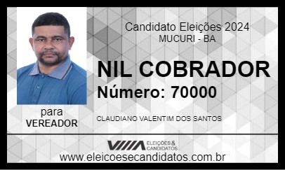 Candidato NIL COBRADOR 2024 - MUCURI - Eleições