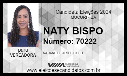 Candidato NATY BISPO 2024 - MUCURI - Eleições