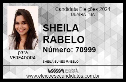 Candidato SHEILA RABELO 2024 - UBAÍRA - Eleições