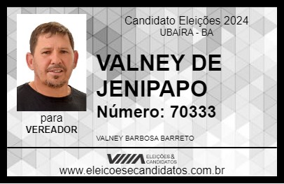 Candidato VALNEY DE JENIPAPO 2024 - UBAÍRA - Eleições