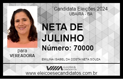 Candidato NETA DE JULINHO 2024 - UBAÍRA - Eleições