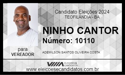 Candidato NINHO CANTOR  2024 - TEOFILÂNDIA - Eleições