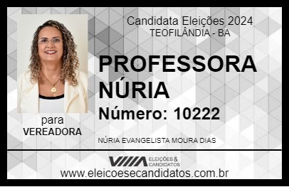 Candidato PROFESSORA NÚRIA 2024 - TEOFILÂNDIA - Eleições