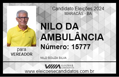 Candidato NILO DA AMBULÂNCIA 2024 - MARACÁS - Eleições